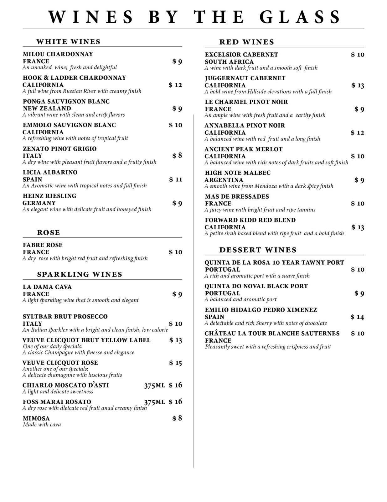 Menus - Vinos Wine Bars | Vinos Wine Bars