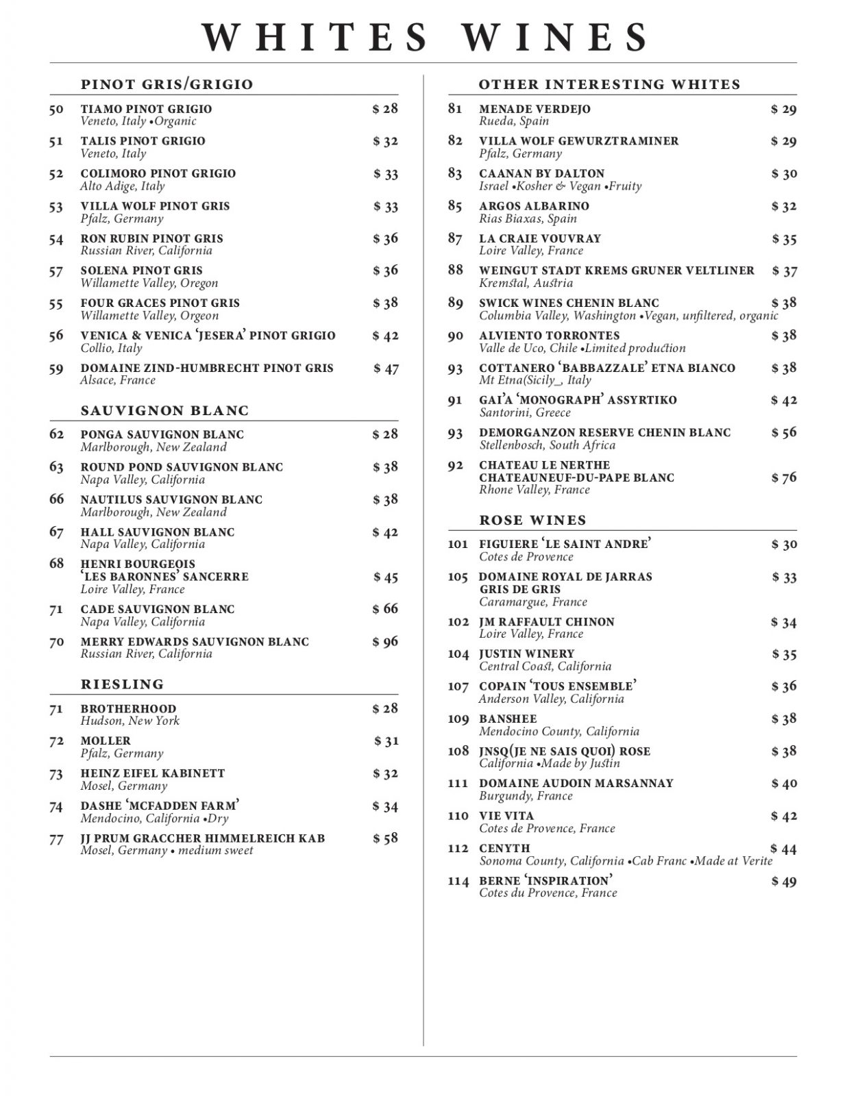 Menus - Vinos Wine Bars | Vinos Wine Bars