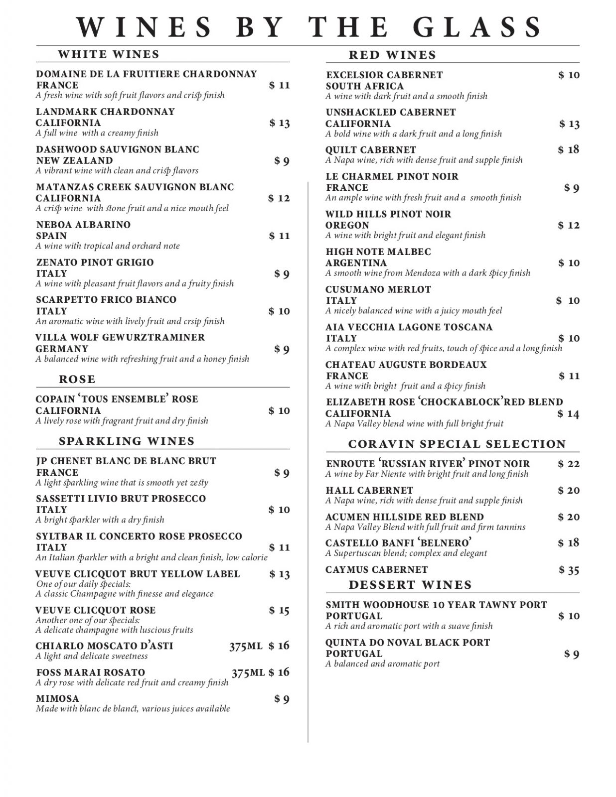 Menus - Vinos Wine Bars | Vinos Wine Bars