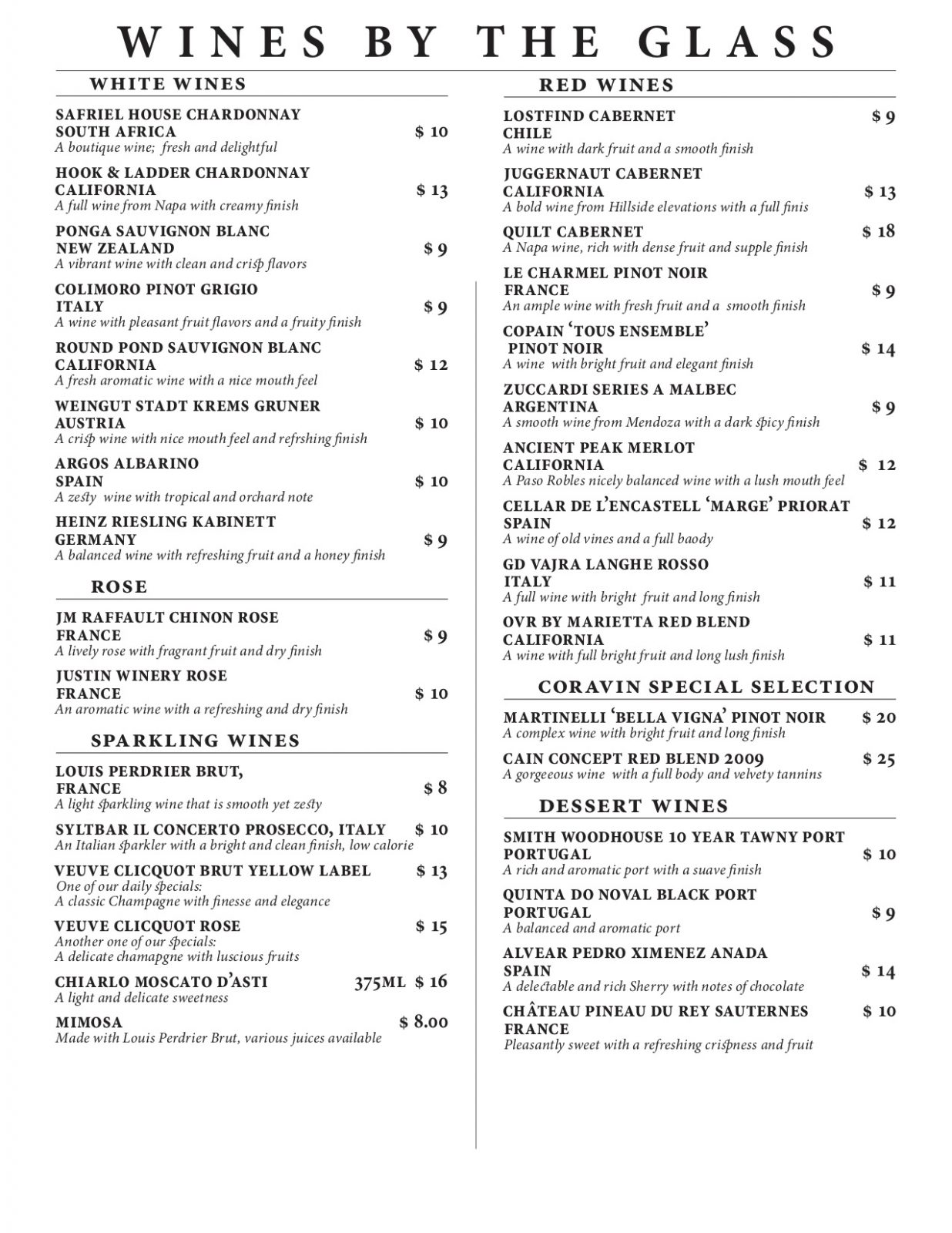 Menus - Vinos Wine Bars | Vinos Wine Bars